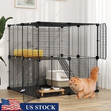 Large Cat Cage 2-Tier Indoor Outdoor Pet Crate Easy Clean No Tool Assembly New