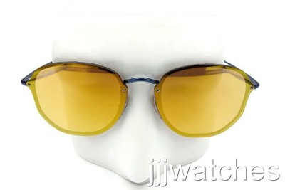 New Ray-Ban Blaze Hexagonal Blue Frame Mirrored Sunglasses  display picture 1