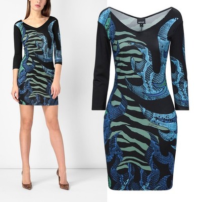JUST CAVALLI BY ROBERTO CAVALLI DRESS JERSEY EXOTIC ANIMAL PRINT $535 IT 40 4