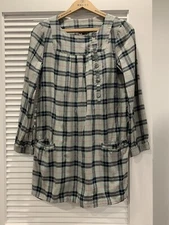 APC A.P.C. Tartan Plaid Button Up Tunic Shirt Dress Sz S