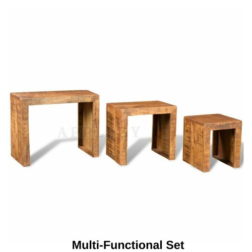 Nested Coffee Tables 3 Set Side Nest of Table Living Room Nesting Wood - Picture 6 of 12