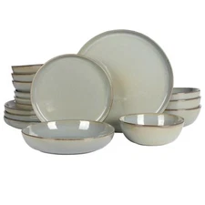 Gibson Elite Berea 16 Piece Service for 4 Plates and Bowls Reactive Glaze