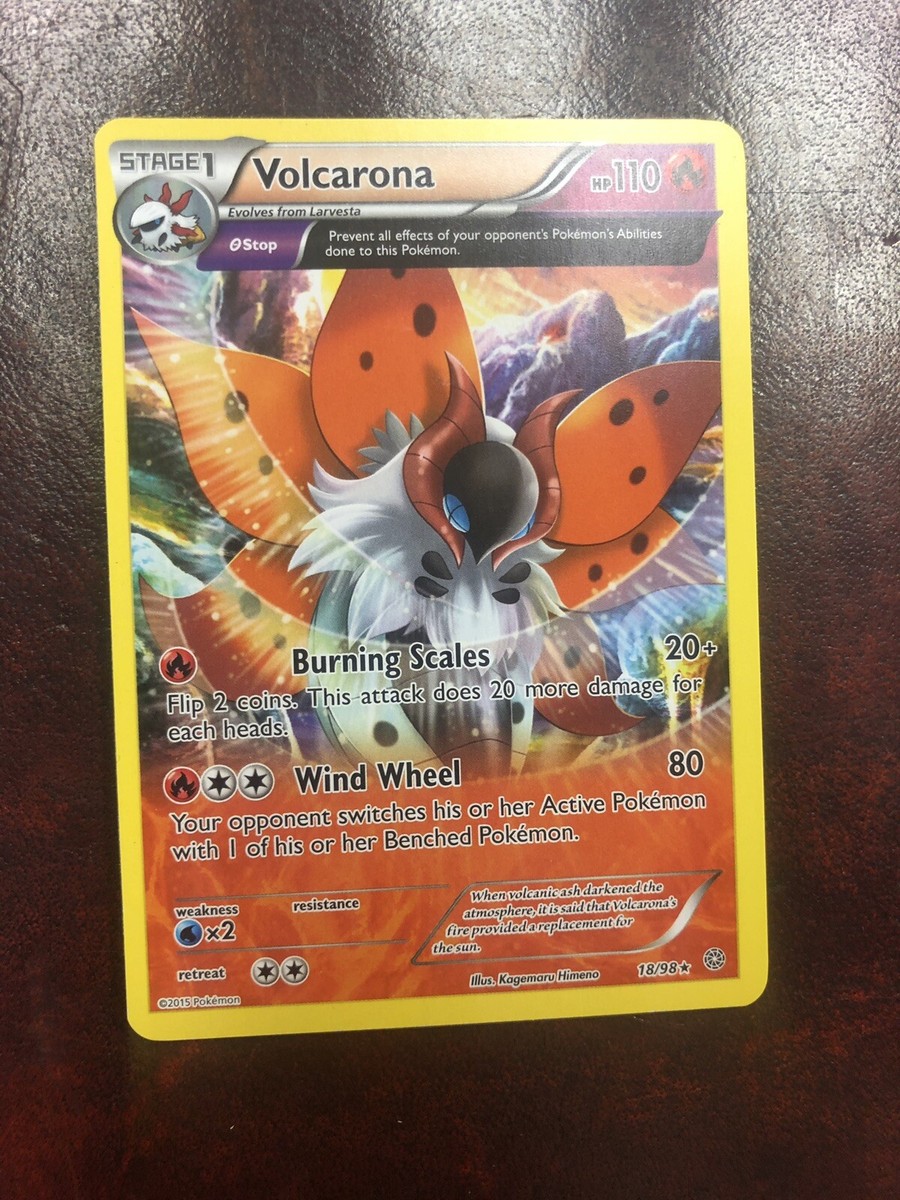 shiny volcarona pokemon card Black & White Plasma Blast Rare #13 [Water] x2 Resistance Volcarona Hp 110 Grass/Fire #15/114
