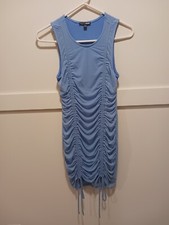 Fashion Nova Size Medium Blue Ruched Sleeveless Knee-length Dress