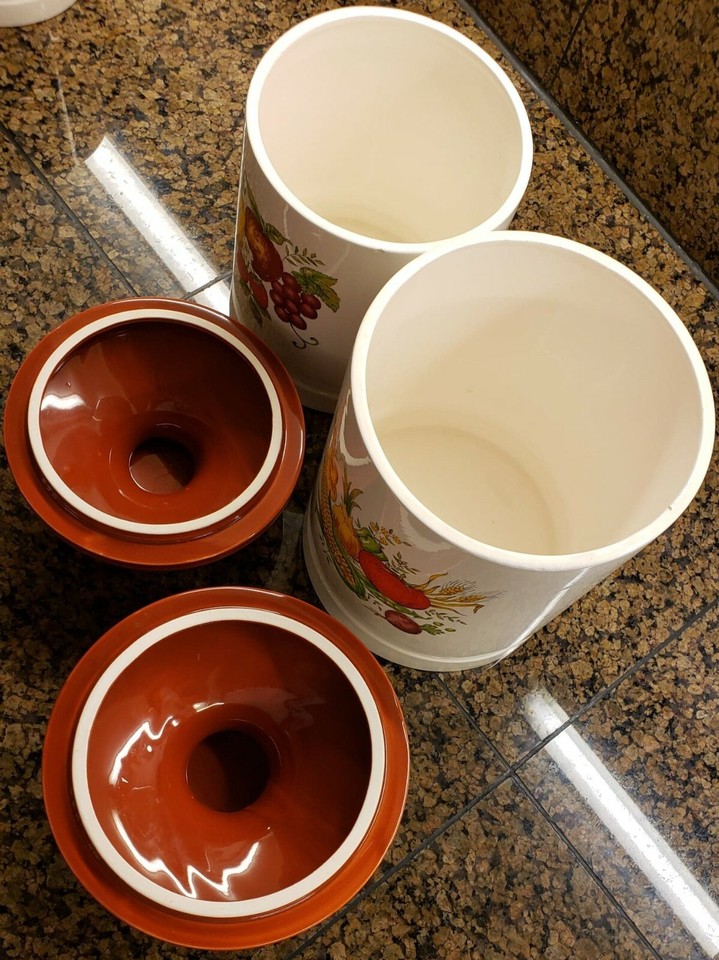 Vtg. Porcelain Canisters 60/70's Vegetables & Fruit Mark Rosenfeld