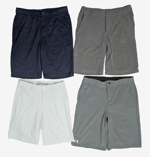 Lot of 4 Boys Performance Golf Dress Shorts L XL 16 18 Gray Blue