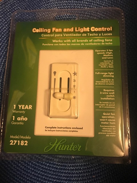 Hunter 27182 Ceiling Fan And Light Control 3 Speed Fan Dimmable Light