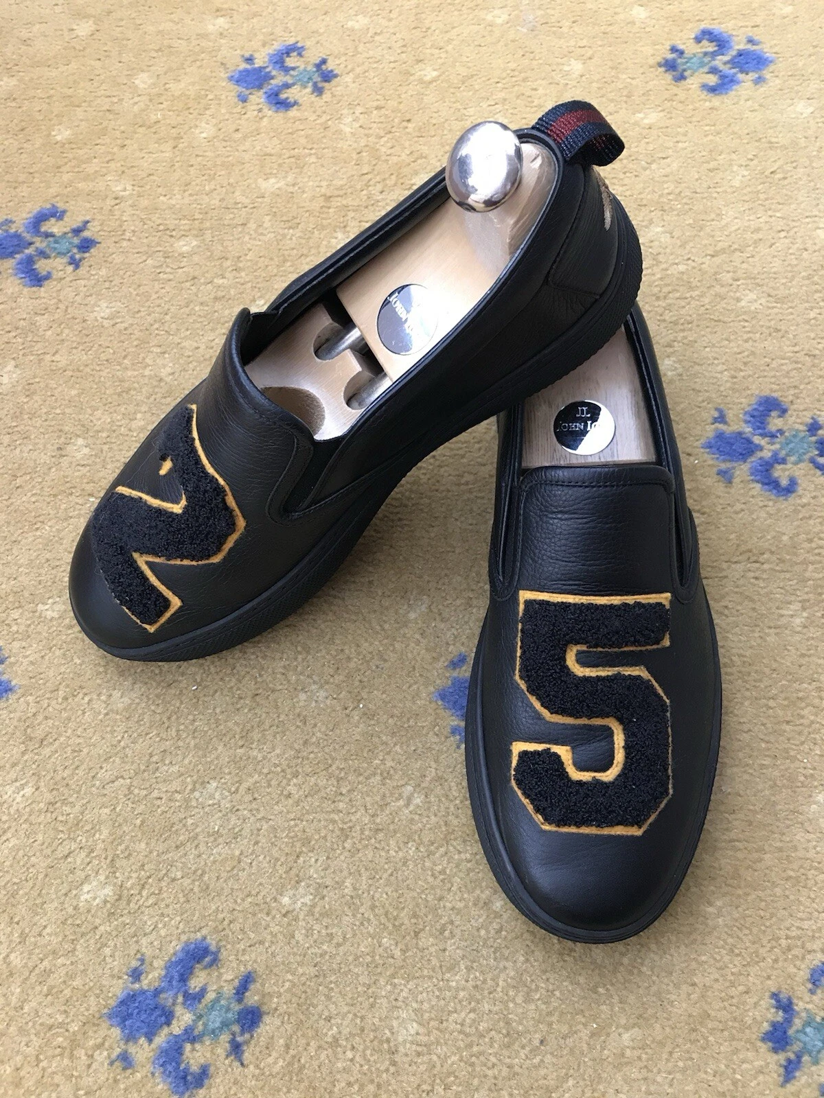 Gucci Baskets Chaussures Bee Web Bleu Rouge 25 Logo Deck Homme UK 6 US 7 EU 40