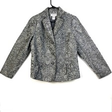 NWT Victor Costa Silver Metallic Brocade Jacket Elegant Mother Bride Cocktail XS