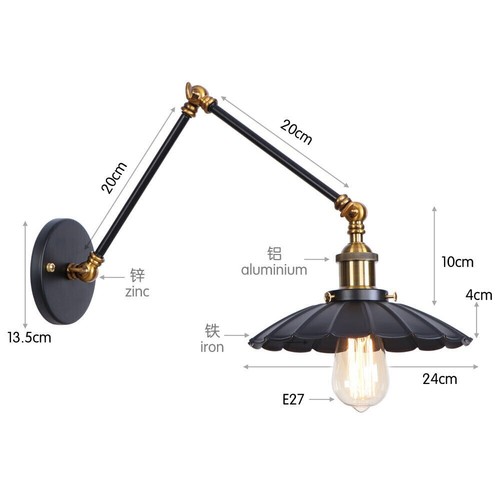 Indoor Wall Lights Kitchen Swing Arm Wall Lamp Black Wall Lighting Wall Sconce - Picture 3 of 6