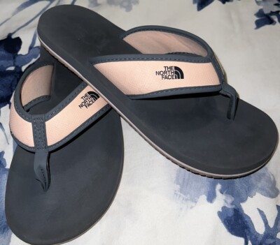 The North Face Girls Thong Slides Grey And Pink Size 2Y 