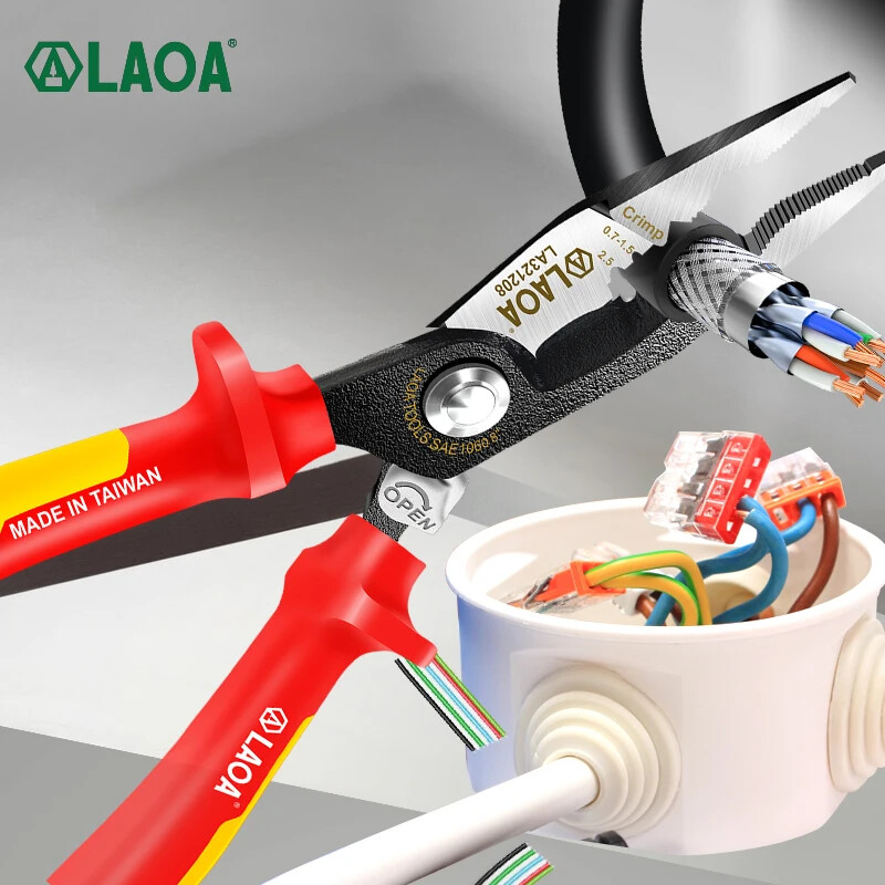 LAOA 8 Inch VDE Needle Nose Pliers Multifunction High Voltage Resistance 1000V I