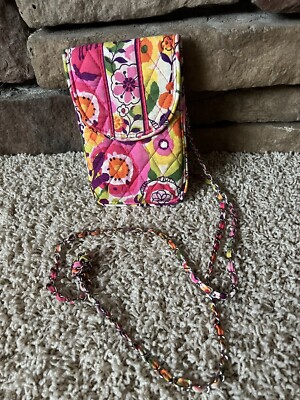 Vera Bradley Cell Phone Crossbody Purse/Chain Strap Floral Pink Clementine 