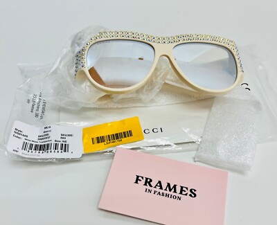GUCCI AUTHENTIC HOLLYWOOD FOREVER 0144 Ivory Silver Crystal  display picture 2