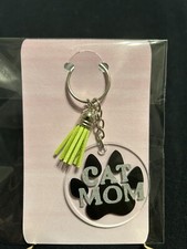 Custom Handmade Keychain Cat Mom