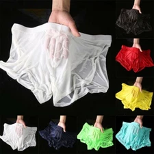 Mens Briefs Sexy Wet Look Boxer Panties Transparent Thin Trunks Shorts Underwear
