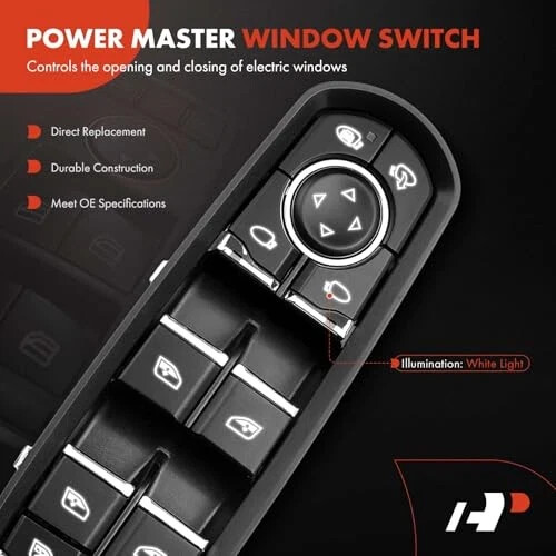 Interruttore alzacristalli elettrico lato guida anteriore sinistro Master compatibile con Porsche - Foto 3 di 7
