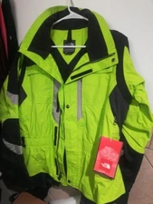 THE NORTH FACE STEEP TECH RENDEZOUS Black Volt Ski Snowboarding Jacket L RARE