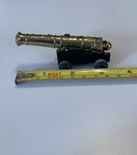 Vintage Copper, Cast-Iron Miniature War Cannon On Wheels Made In Japan 3.5