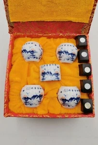 1set 5pcs Asian Bamboo Bird Cage ceramics cups家和万事兴.鸟食杯