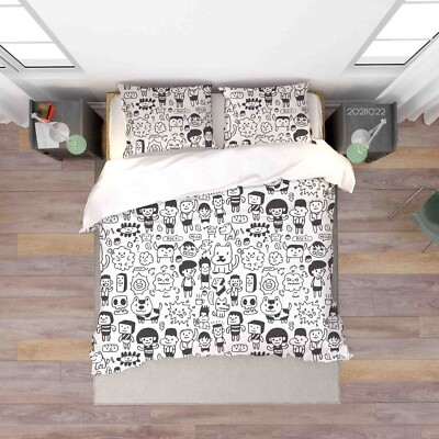 3D Graffiti Kinder Handgezeichnet Quilt Cover Set Bettwäsche Sets Kissenbezüge