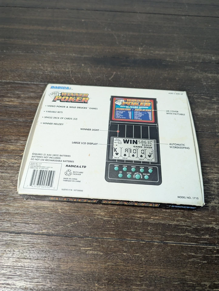 RADICA Winner Poker Model 1710 Handheld Electronic Video Game Tested - Image 2 of 4