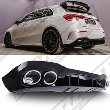 CHROME QUAD TIP EXHAUST BLACK REAR DIFFUSER FOR MERCEDES A CLASS HATCH W177 18+