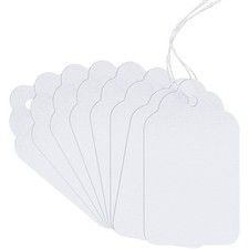 200Pcs White Paper Blank Tags with String, Paper Hang Lace Writable Label,