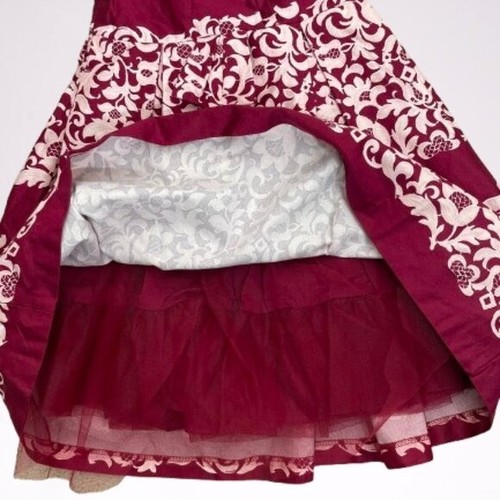 Janie and Jack Special Occasion Cotton Cranberry Lace Prin Dress Size 7 - Picture 7 of 11