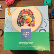 Tabitha Brown Blacky The Dog Embroidery Kit Canvas Needle Hoop Target
