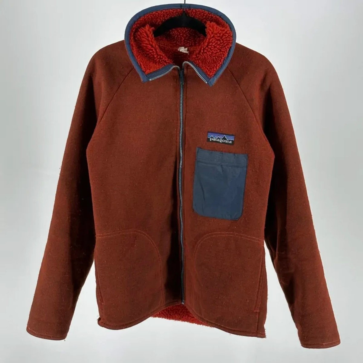 Vintage 80s Patagonia Reverse Pile Fleece Lined Big Pocket Red