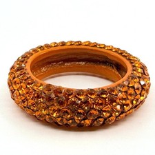 Vintage Orange Tone Chunky Band Ring Statement Rhinestone Bold Y2K 90s Size 8
