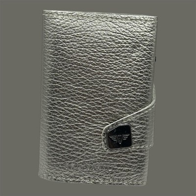 Tru Virtu Click & Slide Wallet Kartenetui Silber Leder RFID Schutz Germany