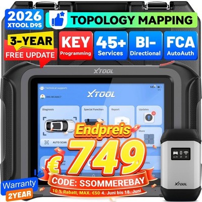 XTOOL D9S OBD2 Diagnosegerät ECU-Codierung Topologie-Karte Schlüsselprogrammier