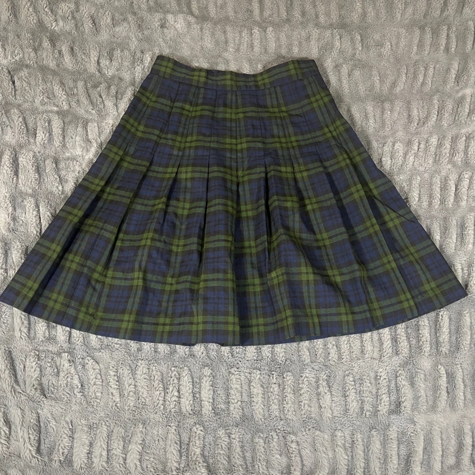 Saia plissada xadrez Toni Garment para crianças CC Magic tamanho 10 azul verde - Imagem 2 de 4