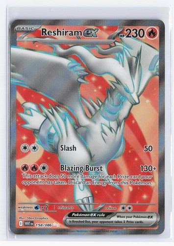 Reshiram ex 158/086 Holo Ultra Rare White Flare Pokemon Near Mint