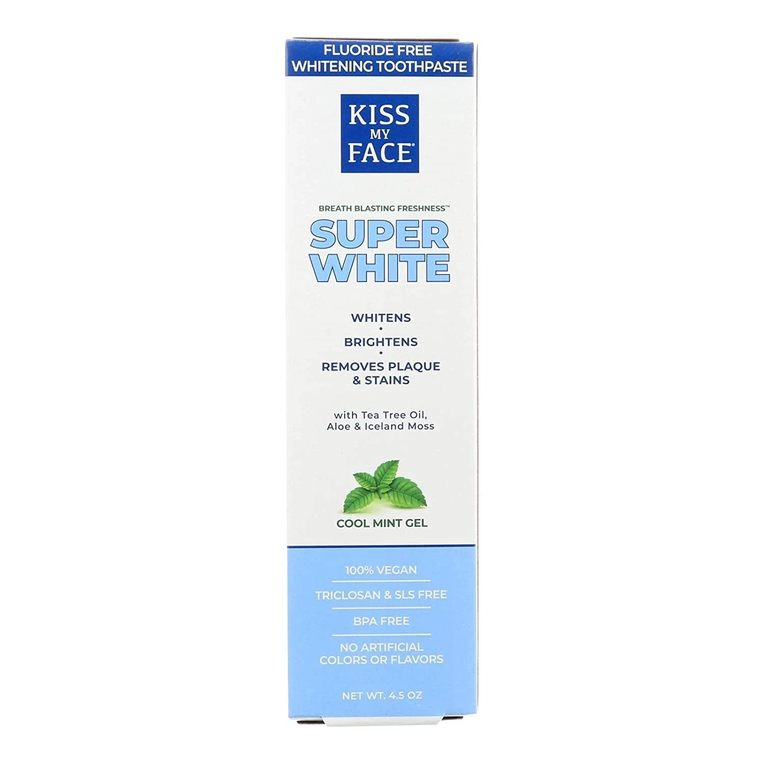 Kiss My Face Whitening Toothpaste Cool Mint Gel 4.5 oz Each (Pack of 6)