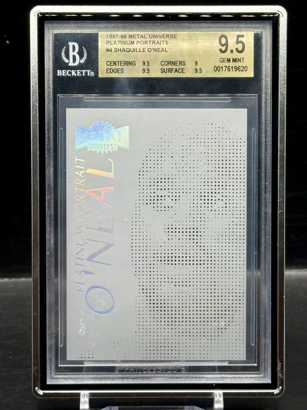 SHAQUILLE O’NEAL 1997 METAL UNIVERSE BGS 9.5 PLATINUM PORTRAITS LAKERS MVP HOF