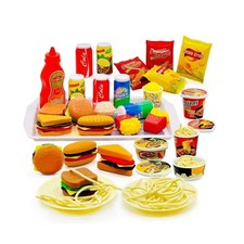 Pretend Play Kitchen Mini Foods Set for Kids Hamburger Fries Noodle... Fast Ship