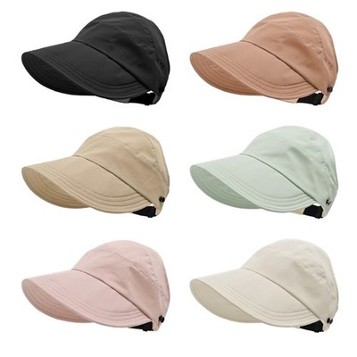 Wide Brims Visor Hat Female Sun Protective Ponytail Hat Open Top Baseball Hat