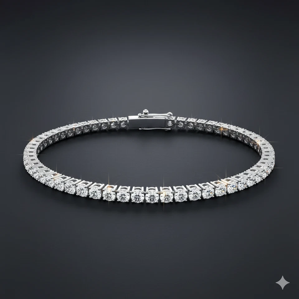 Brazalete de tenis de diamantes cultivados en laboratorio de 7" de oro blanco de 14K Foto 2 de 4