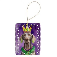 Weimaraner King Queen of Mardi Gras Porcelain Ornament DAC4897CO2