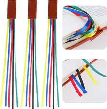 3 Pcs Bible Ribbons Bookmarks Leather Bookmarks w/ Colorful Ribbons for Reading