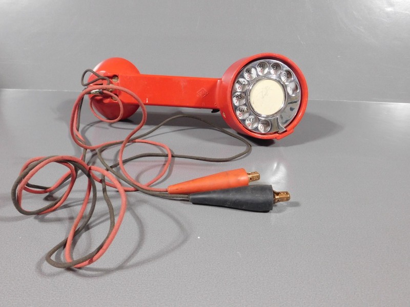 AECO Red Rotary Dial Telephone Test Set with Rotary Dial (Silver Dial)