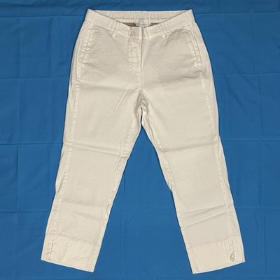 J. Jill Linen Stretch Slim Leg Pants White Small Petite SP Pull On Ankle Cropped