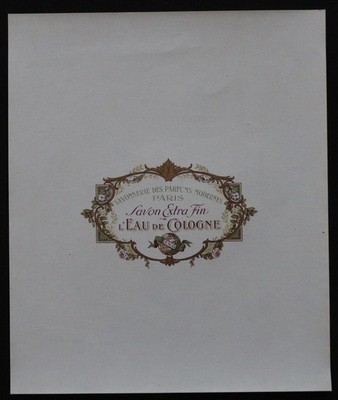 Etikett SEIFE EXTRA A L'EAU DE COLOGNE Seifenfabrik Parfum Jugendstil