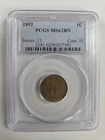 1892-P PCGS MS62BN Indian Cent Business Strike 1C