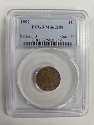 1892-P PCGS MS62BN Indian Cent Business Strike 1C