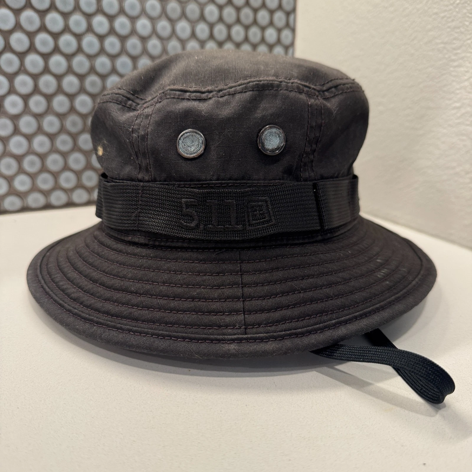 5.11 Tactical Boonie Hat Cap Black Rip Stop Military Sun Drawstring Army Utility