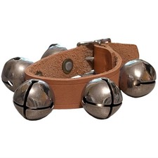 Jingle Bells on leather strap traditional caroling bracelet holiday class flaw